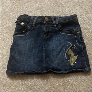 Y2K Baby Phat Denim Skirt Cat Logo Girls Size 8 Blue Jean Mini